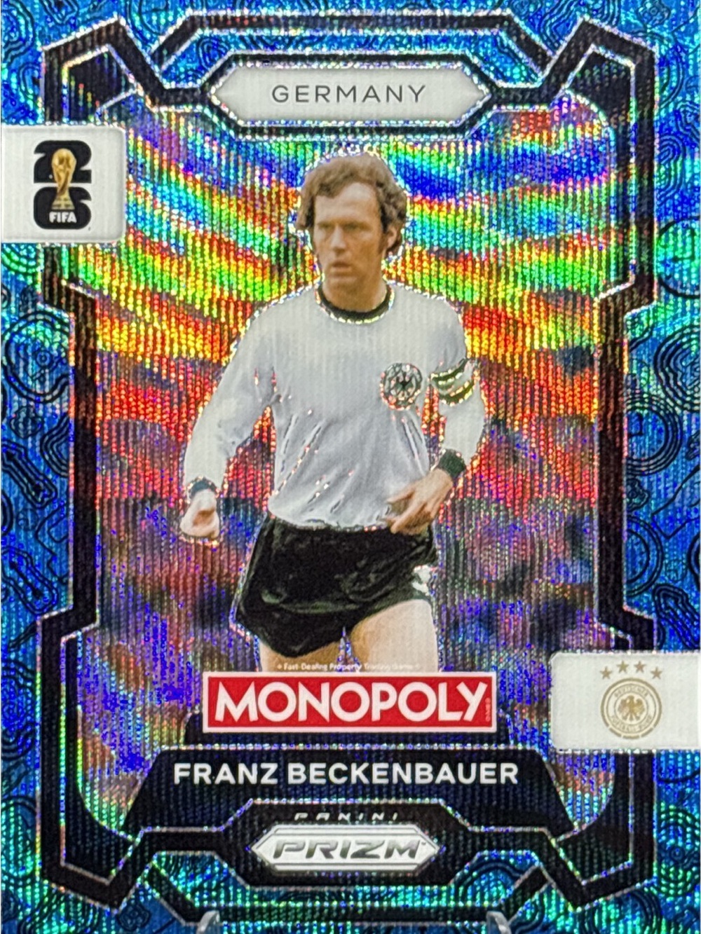 Panini Prizm Monopoly Franz Beckenbauer Soccer Trading Card - Blue Shimmer Prizm